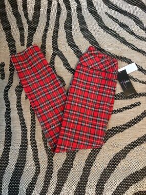 💎RARE💎🆕SlimSation By Multiples Red Plaid Tartan Pants, Size 2